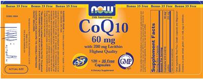 Photo of the NOW CoQ10 60 mg With 200 mg Lecithin label