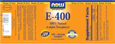 E-400 100% Natural D-Alpha Tocopheryl