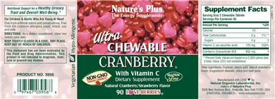 Photo of the Nature's Plus Ultra Chewable Cranberry With Vitamin C Natural Cranberry/Strawberry Flavor label