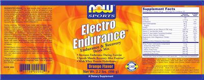 Photo of the NOW Sports Electro Endurance Orange Flavor label