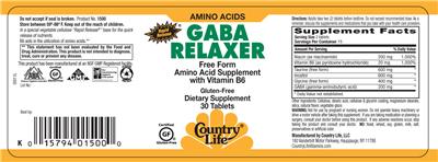 Photo of the Country Life GABA Relaxer label