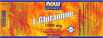 Photo of the NOW Sports L-Glutamine 1000 mg label
