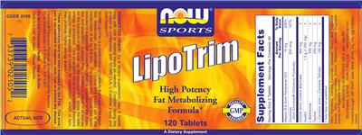 Photo of the NOW Sports LipoTrim label
