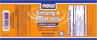 Photo of the NOW Ginseng & Royal Jelly label