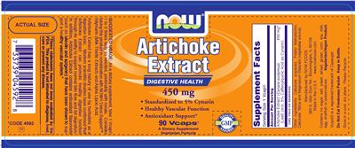 Product label for Artichoke Extract 450 mg