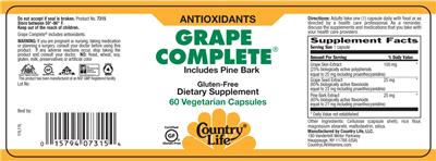 Photo of the Country Life Grape Complete Includes Pine Bark label