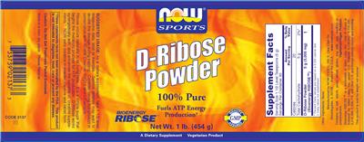 Photo of the NOW Sports D-Ribose Powder label