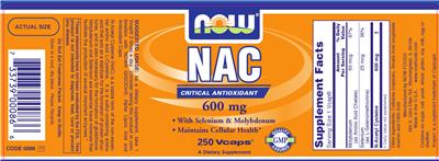Photo of the NOW NAC 600 mg label