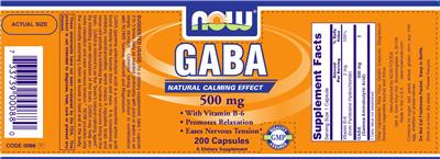 Photo of the NOW GABA 500 mg label