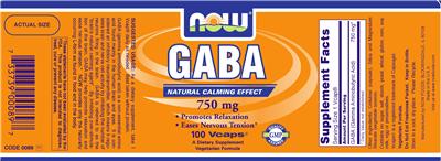 Photo of the NOW GABA 750 mg label
