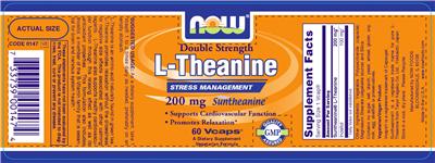 Photo of the NOW Double Strength L-Theanine 200 mg Suntheanine label