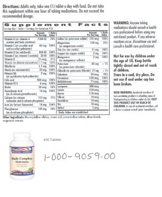 Photo of the Healthy America Daily Complete Multivitamin label