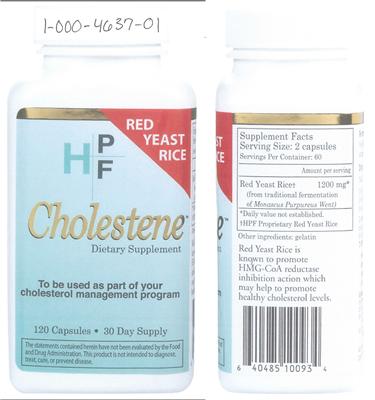Photo of the HPF High Performance Nutrition Cholestene label