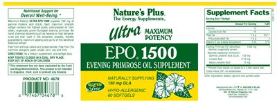 Photo of the Nature's Plus Ultra Maximum Potency EPO 1500 label