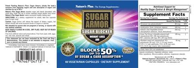 Photo of the Nature's Plus Sugar Armor Sugar Blocker Weight Loss Aid label