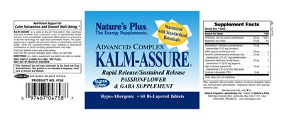 Photo of the Nature's Plus Advanced Complex Kalm -Assure label