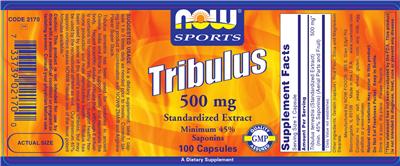 Product label for Tribulus 500 mg
