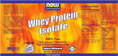 Photo of the NOW Sports Whey Protein Isolate Natural Unflavored label