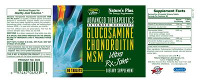 Photo of the Nature's Plus Advanced Therapeutics Glucosamine Chondroitin MSM Ultra Rx-Joint label
