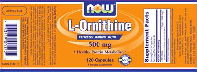 Photo of the NOW L-Ornithine 500 mg label