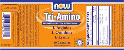 Photo of the NOW Tri-Amino label