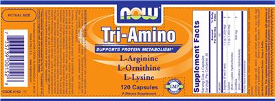 Photo of the NOW Tri-Amino label