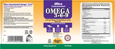 Photo of the Country Life Ultra Concentrated Omega 3-6-9 label