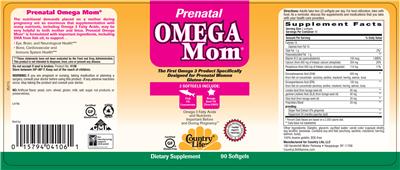 Photo of the Country Life Prenatal Omega Mom label
