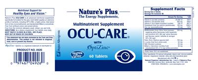 Photo of the Nature's Plus Ocu-Care With OptiZinc label
