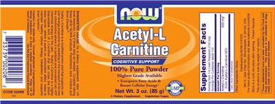 Photo of the NOW Sports Acetyl-L Carnitine label