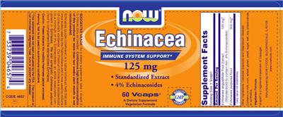 Photo of the NOW Echinacea 125 mg label