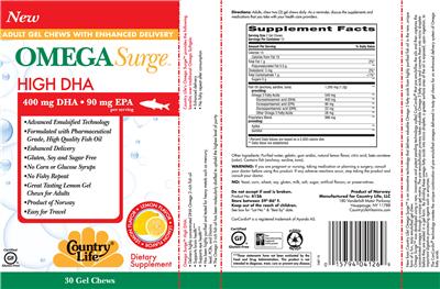 Photo of the Country Life Omega Surge High DHA label