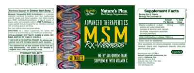 Photo of the Nature's Plus Advanced Therapeutics MSM Rx-Wellness label