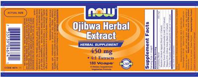 Photo of the NOW Ojibwa Herbal Extract 450 mg label