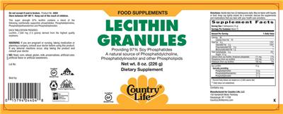 Photo of the Country Life Lecithin Granules label