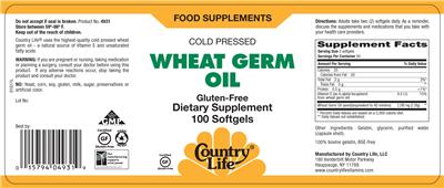 Photo of the Country Life Wheat Germ Oil label