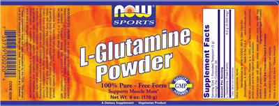 Photo of the NOW Sports L-Glutamine Powder label