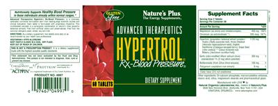 Photo of the Nature's Plus Advanced Therapeutics Hypertrol Rx-Blood Pressure label