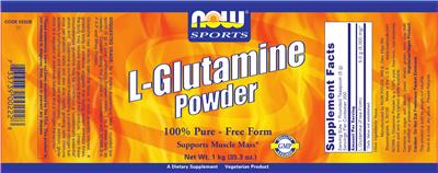 Photo of the NOW Sports L-Glutamine Powder label
