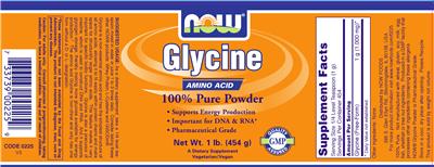 Photo of the NOW Glycine label