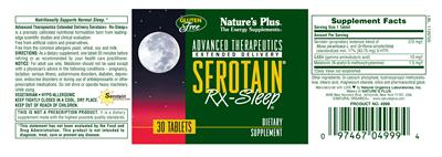 Photo of the Nature's Plus Advanced Therapeutics Extended Delivery Serotain Rx-Sleep label