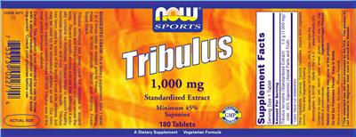 Photo of the NOW Sports Tribulus 1,000 mg label
