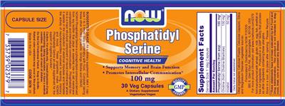 Photo of the NOW Phosphatidyl Serine 100 mg label