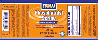 Photo of the NOW Phosphatidyl Serine 100 mg label