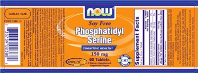 Photo of the NOW Soy Free Phosphatidyl Serine 150 mg label