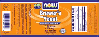 Photo of the NOW Brewer's Yeast label