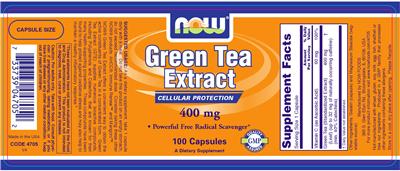Photo of the NOW Green Tea Extract 400 mg label
