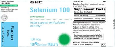 Photo of the GNC Selenium 100 label