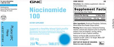Photo of the GNC Niacinamide 100 label
