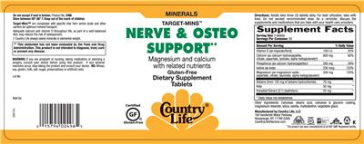 Photo of the Country Life Target-Mins Nerve & Osteo Support label